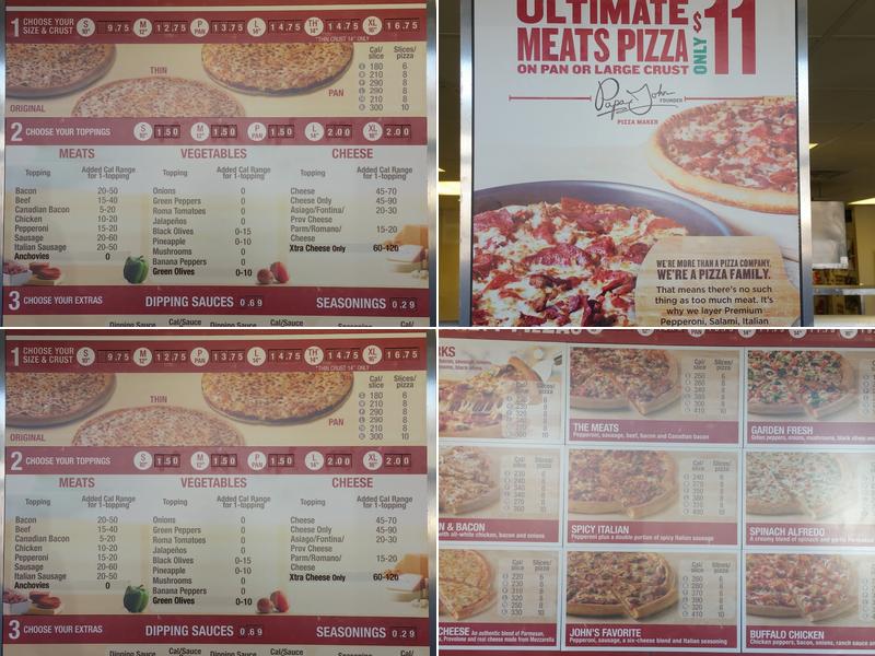 Papa Johns Pizza Menu