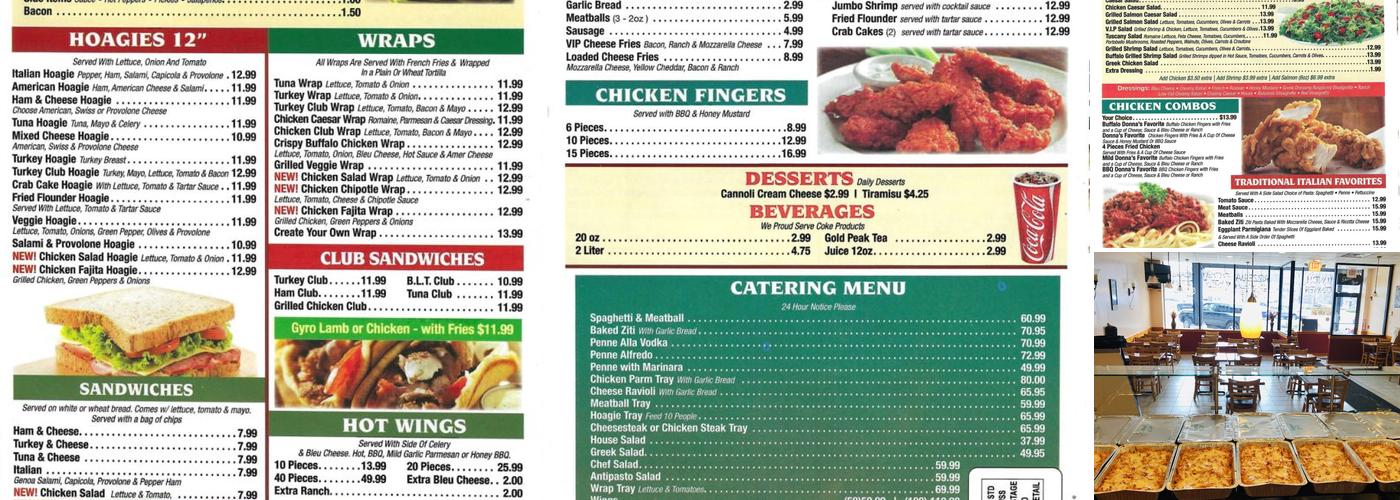 VIP Pizza & Pasta Menu