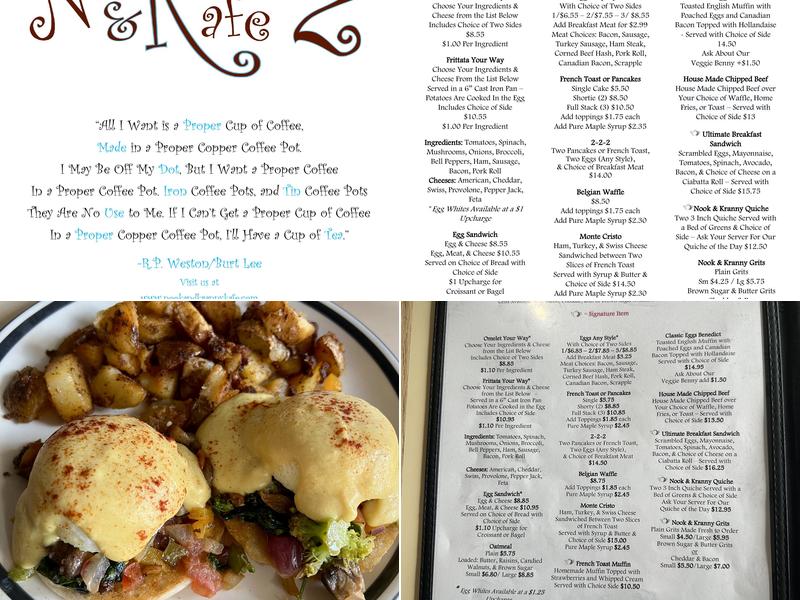 Nook and Kranny Kafe Menu