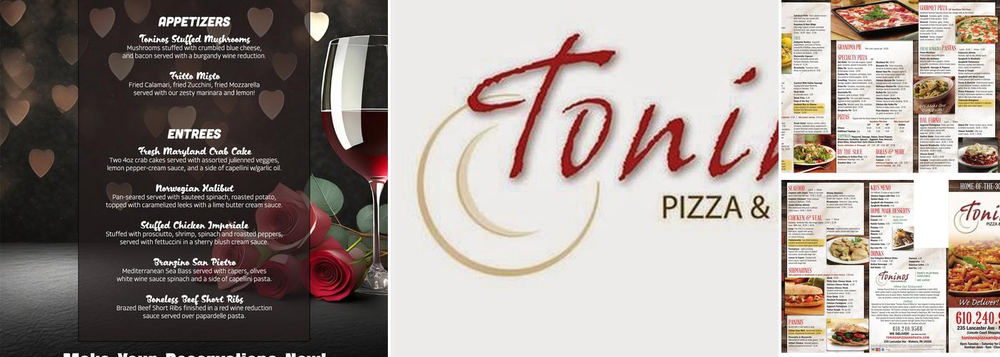 Toninos Pizza and Pasta Co Menu
