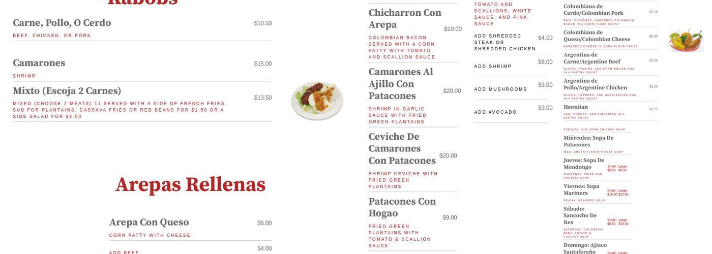 Mi Pais Menu