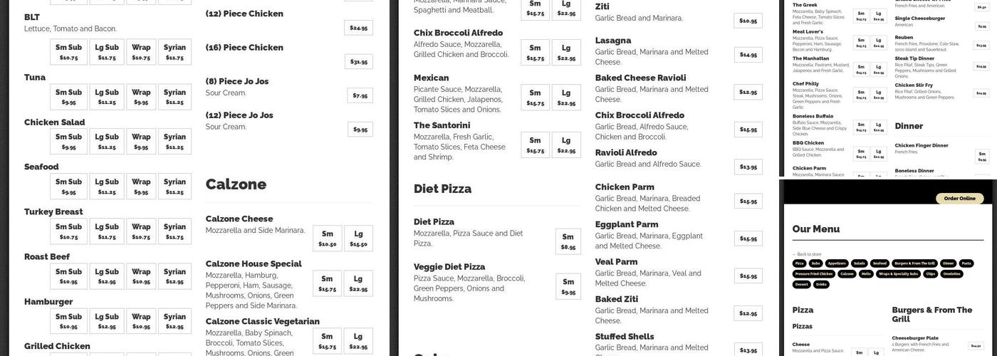 Pizza Chef Menu