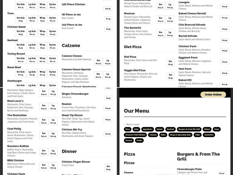 Pizza Chef Menu