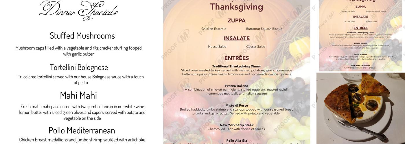 Gia Ristorante Italiano Menu