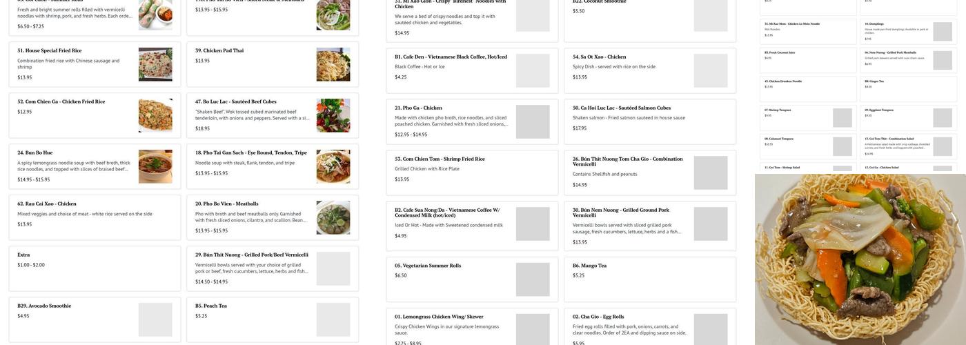 Lemongrass Vietnamese Cuisine Menu