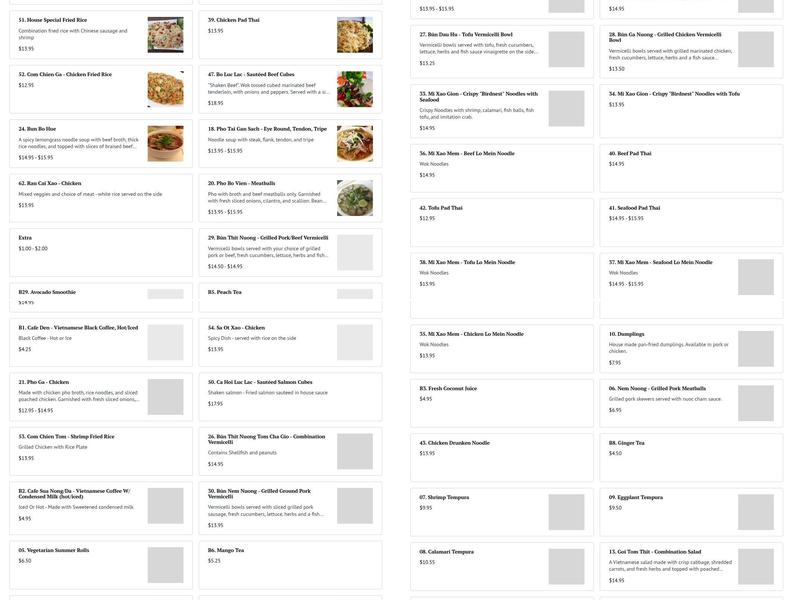 Lemongrass Vietnamese Cuisine Menu