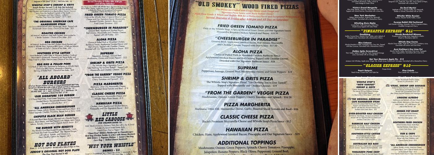 Whistle Stop at The American Cafe Menu