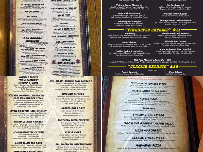 Whistle Stop at The American Cafe Menu