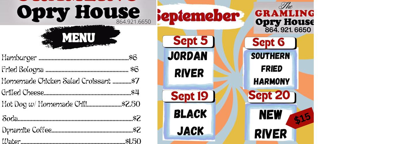 The Gramling Opry House Menu