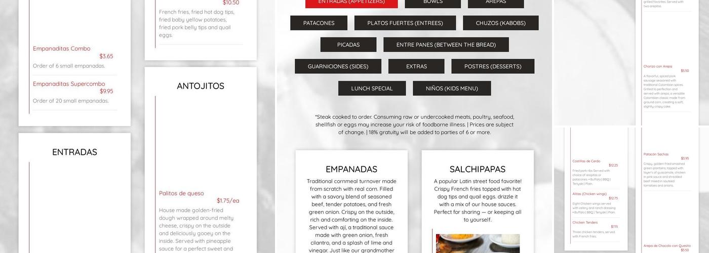 Sacha's Cafe Menu