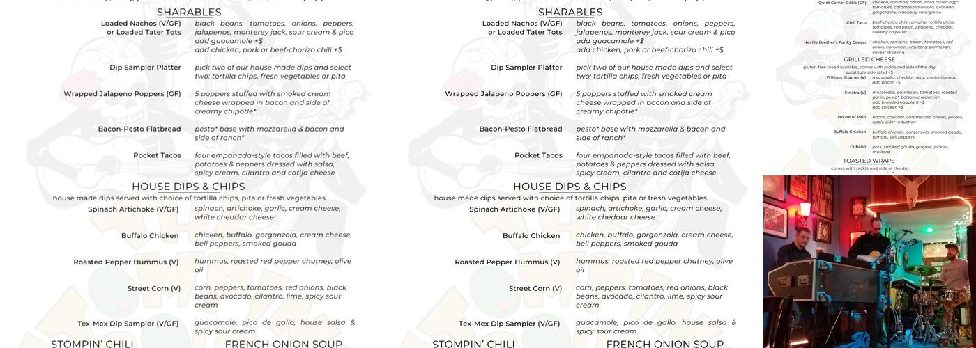 The Stomping Ground Menu