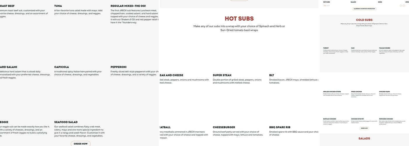 Jreck Subs Menu