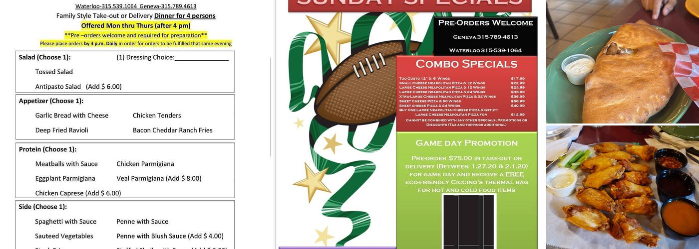 Ciccino's Pizzeria & Restaurant Menu