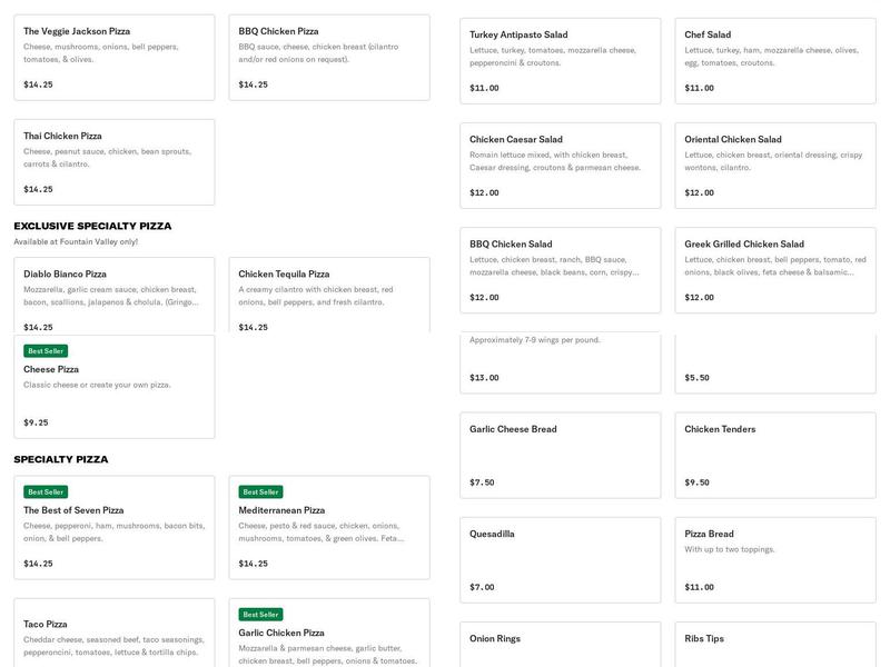 Lamppost Pizza Menu