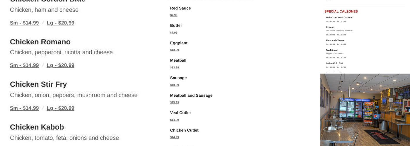 Rizzo's Roast Beef and Pizza Menu