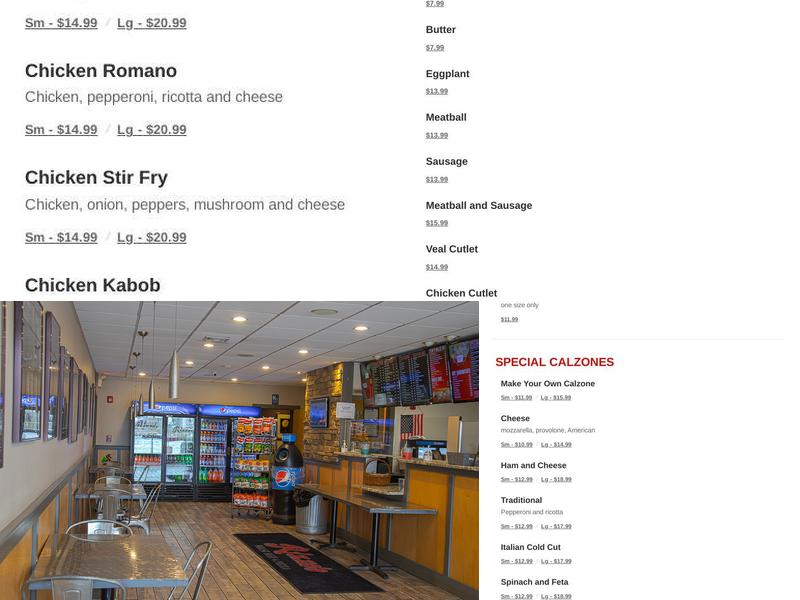 Rizzo's Roast Beef and Pizza Menu