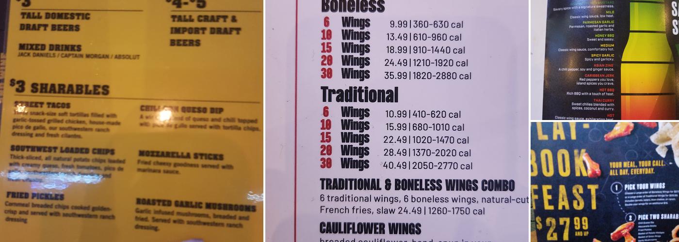Buffalo Wild Wings Menu