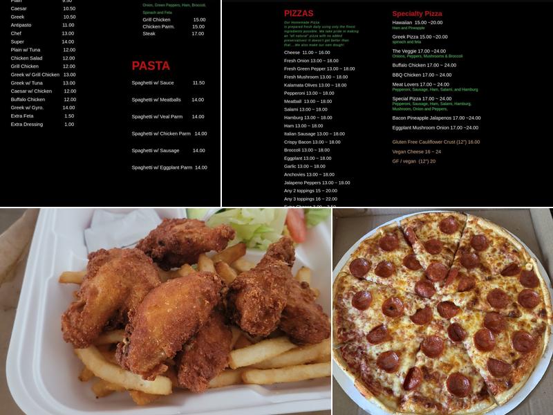 Burlington Famous Pizza Menu
