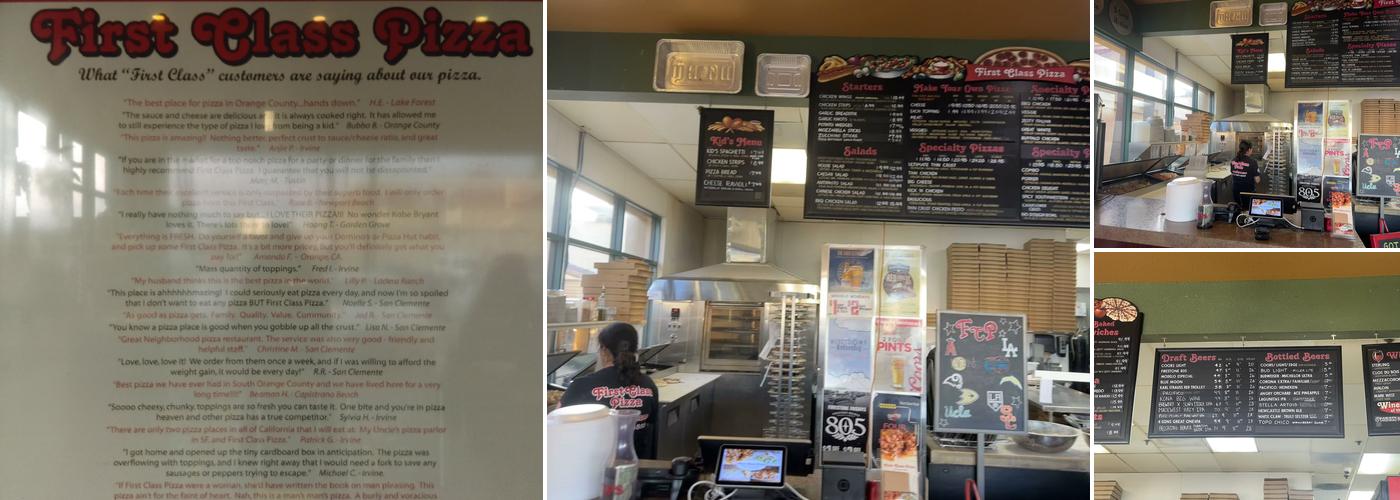 First Class Pizza Menu
