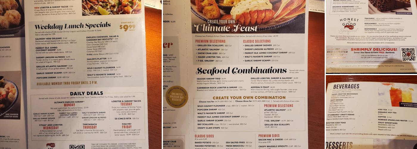 Red Lobster Menu