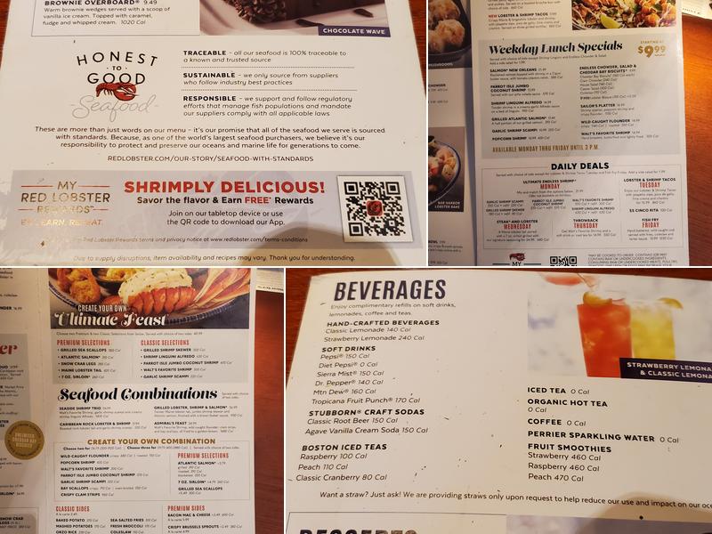Red Lobster Menu