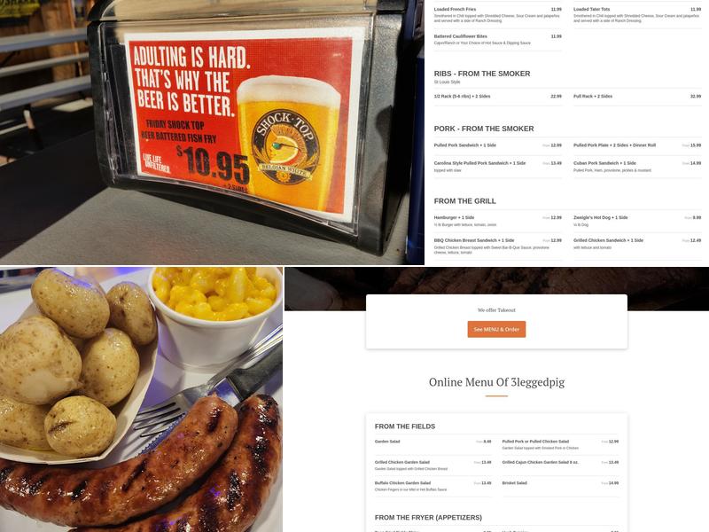 3 Legged Pig BBQ Real Pit BBQ Menu