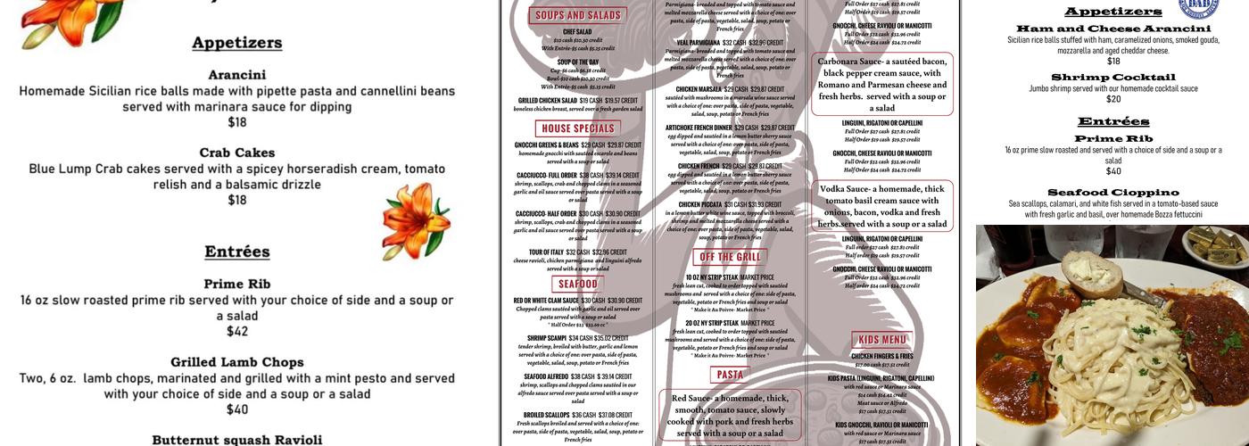 Fratelli's Restaurant Menu