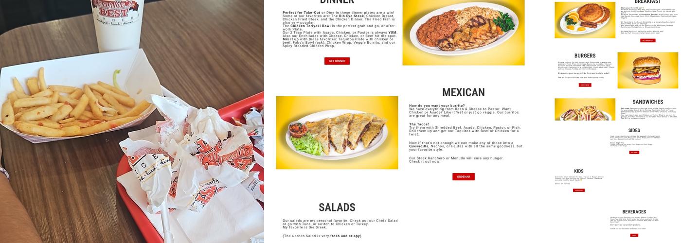 Charlie's Best Burgers Menu