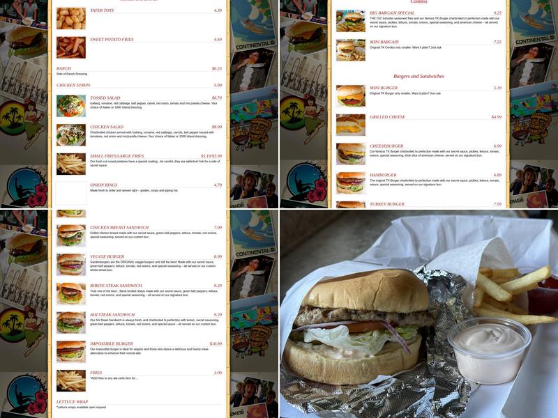 TK Burgers Menu