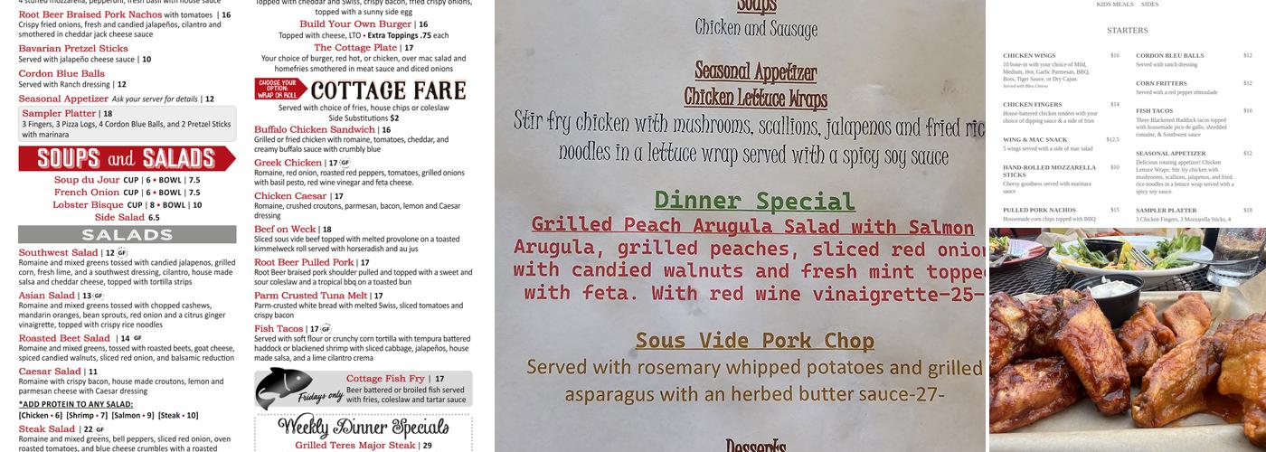 Cottage Hotel of Mendon Menu