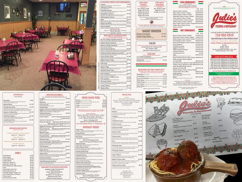 Julie's Pizzeria & Restaurant Menu