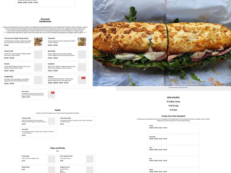 Subculture Extraordinary Sandwiches Menu