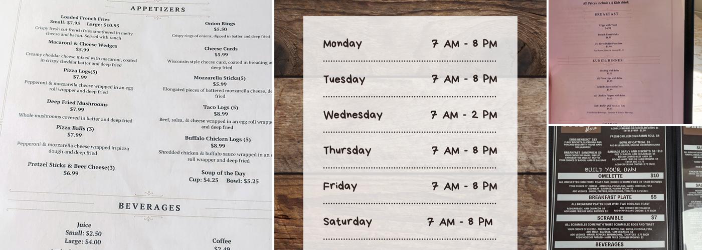 Barbara's Maplehaven Menu