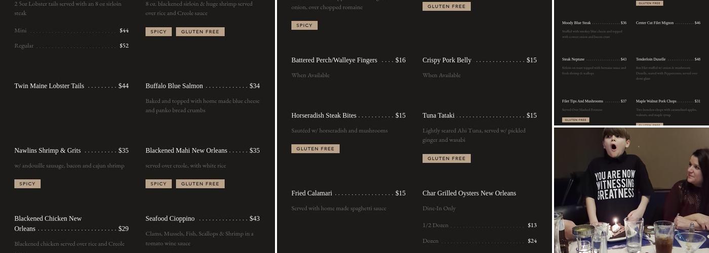 Colony Seafood and Steakhouse Menu