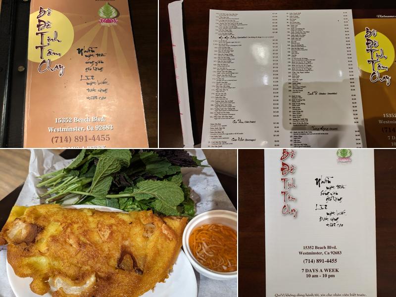 Bồ Đề Tịnh Tâm Chay Menu