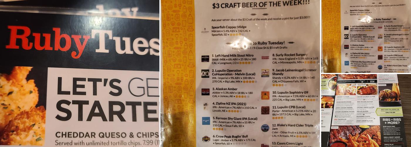 Ruby Tuesday Menu