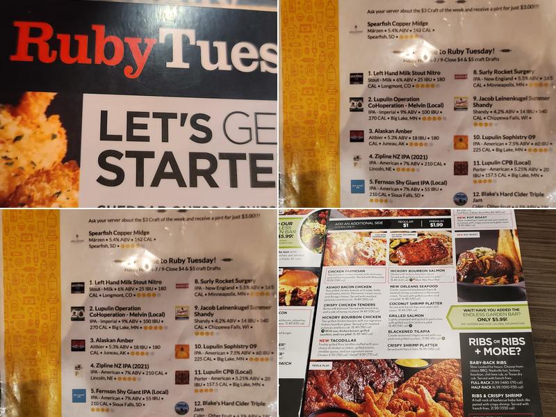 Ruby Tuesday Menu