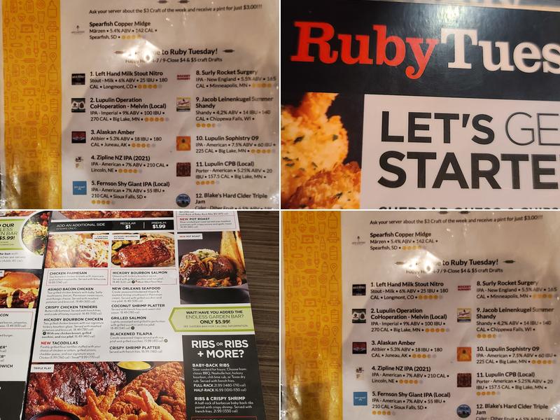 Ruby Tuesday Menu
