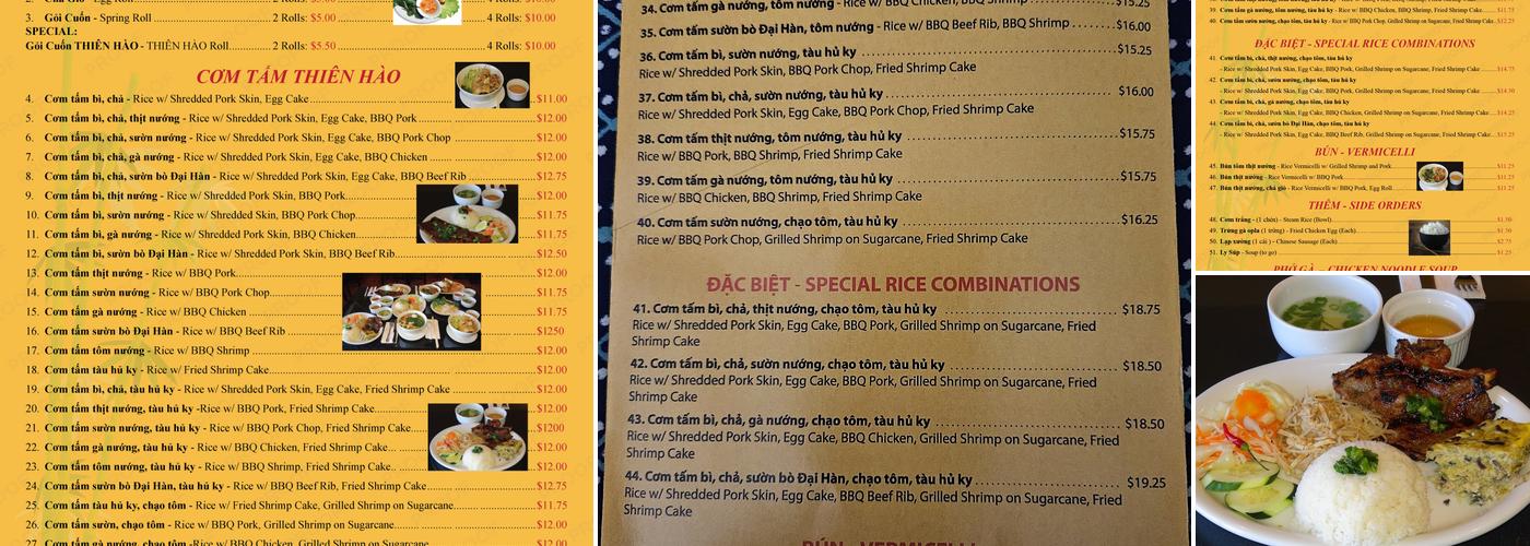 Com Tam Thien Hao Menu