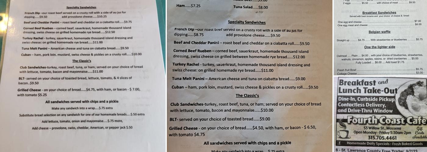 Fourth Coast Cafe.. Menu