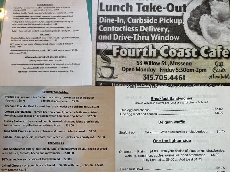 Fourth Coast Cafe.. Menu