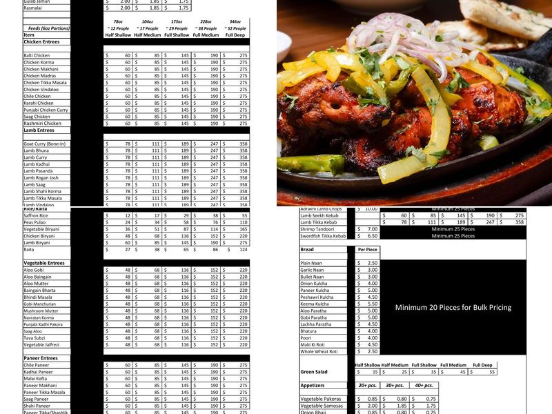 Natraj Cuisine of India Menu