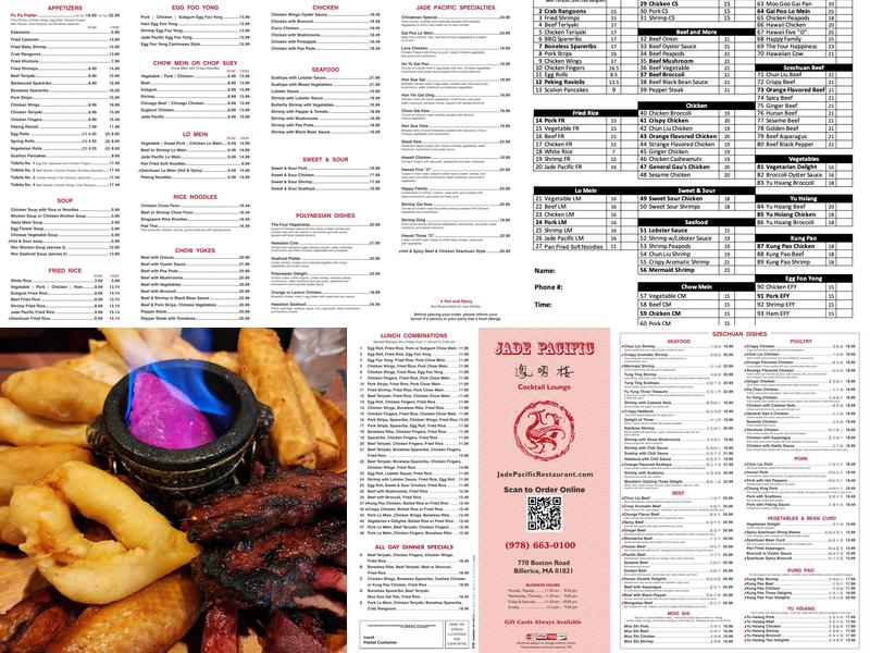 Jade Pacific Menu