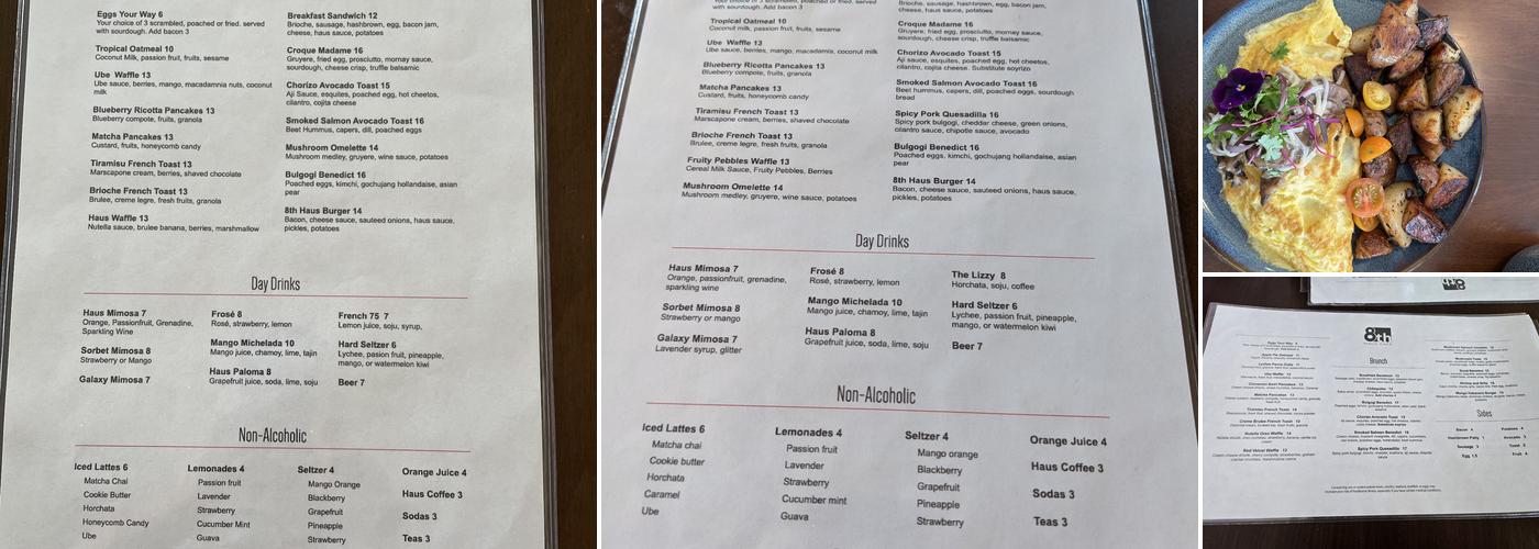 8th Haus Cafe Menu