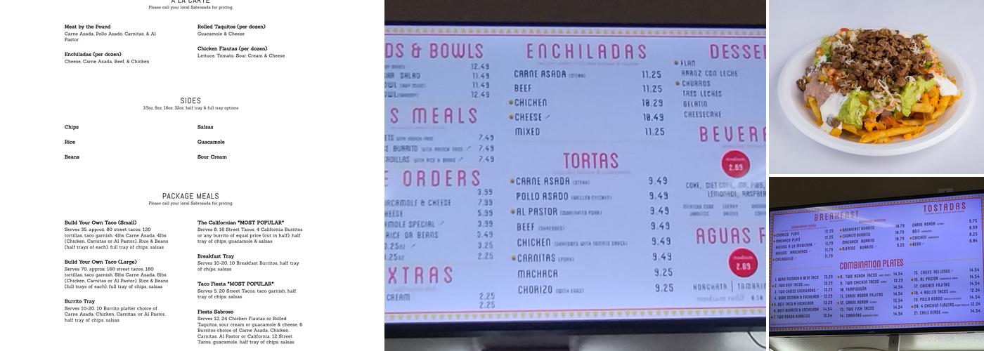 Sabrosada Fresh Mexican Food Menu