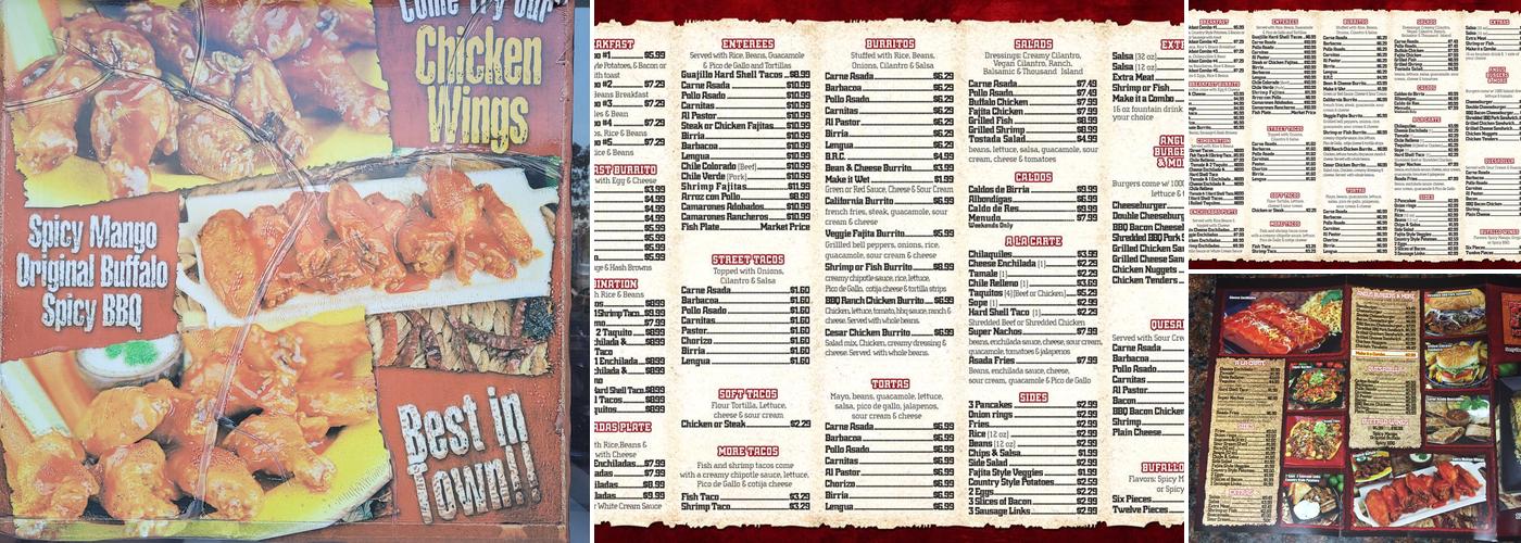 Rudy's Mexican Grill Menu