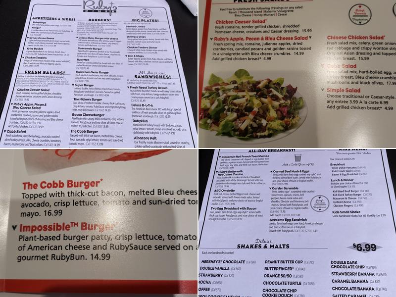 Ruby's Diner Menu