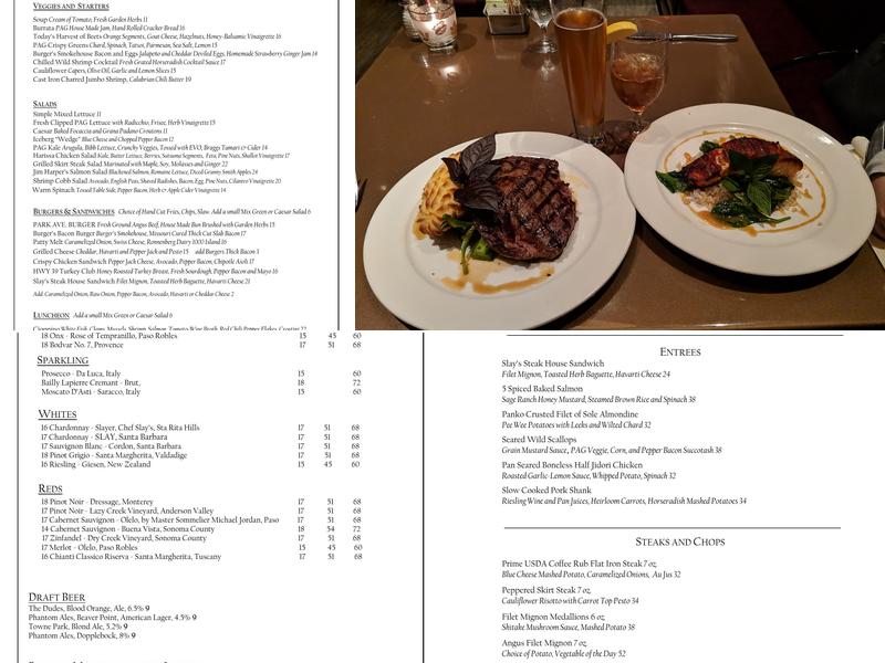 Park Ave Menu