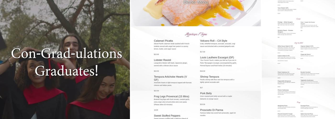 Anaheim White House Menu