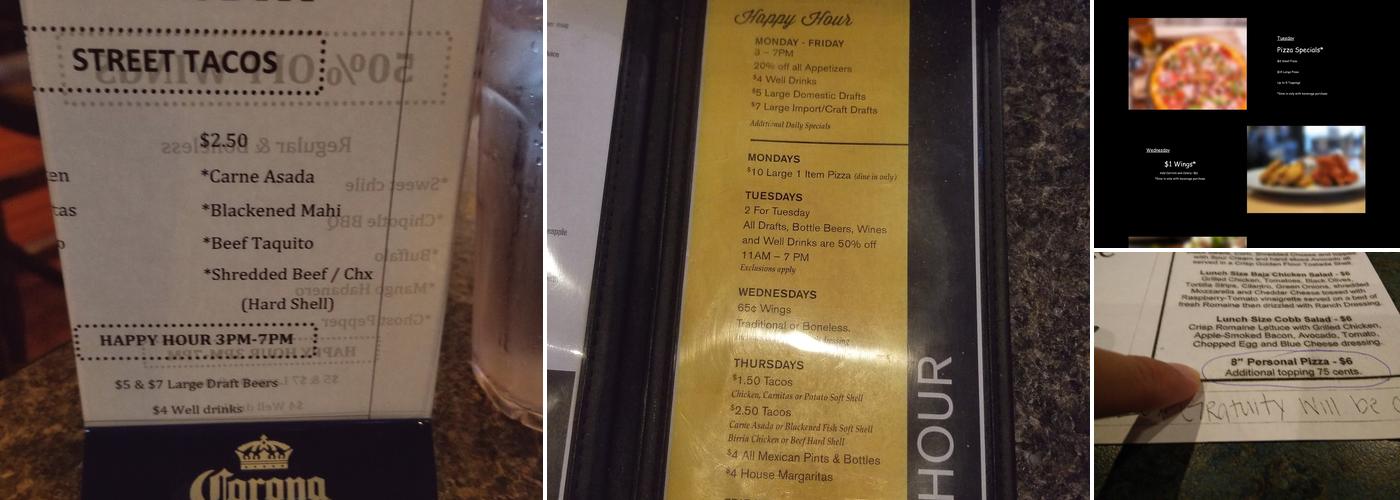 The Bench Sports Bar & Grill Menu